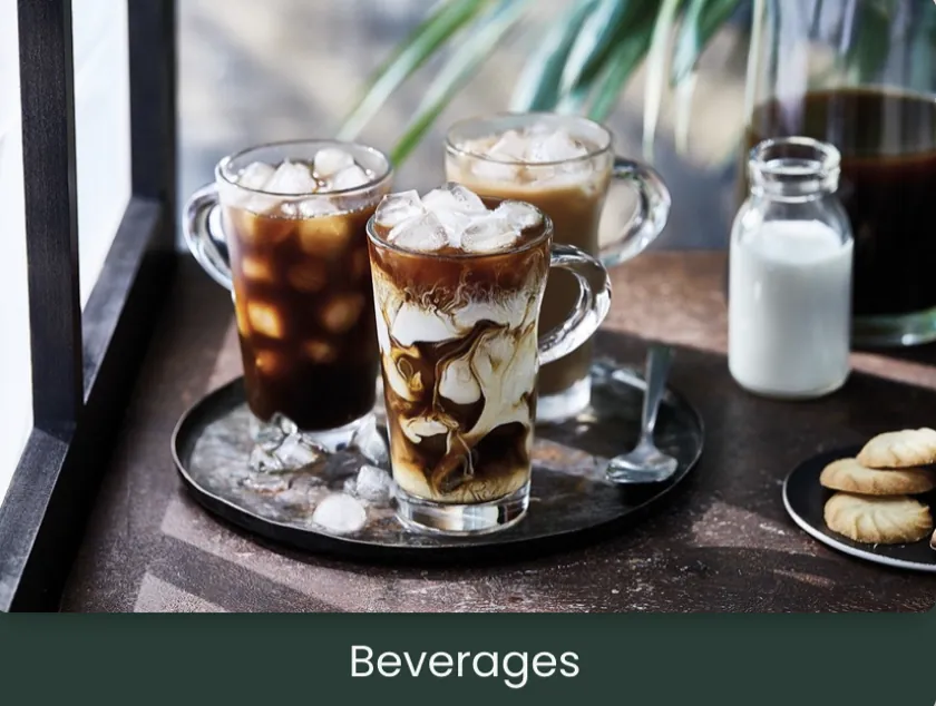Iced coffee beverages and light bites ready to enjoy