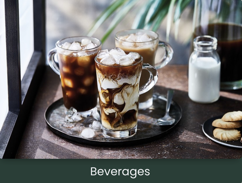 Iced coffee beverages and light bites ready to enjoy